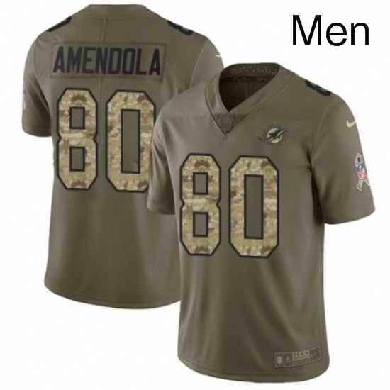 Mens Nike Miami Dolphins 80 Danny Amendola Limited OliveCamo 2017 Salute to Service NFL Jersey